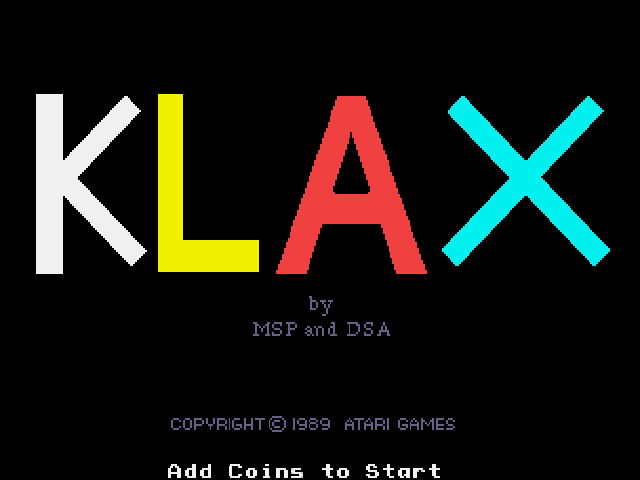 Klax (prototype set 1) Title Screen